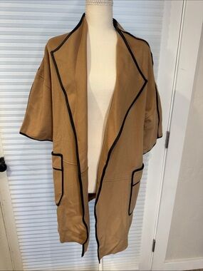New York & Company Tan Jacket with Black Trim 0053